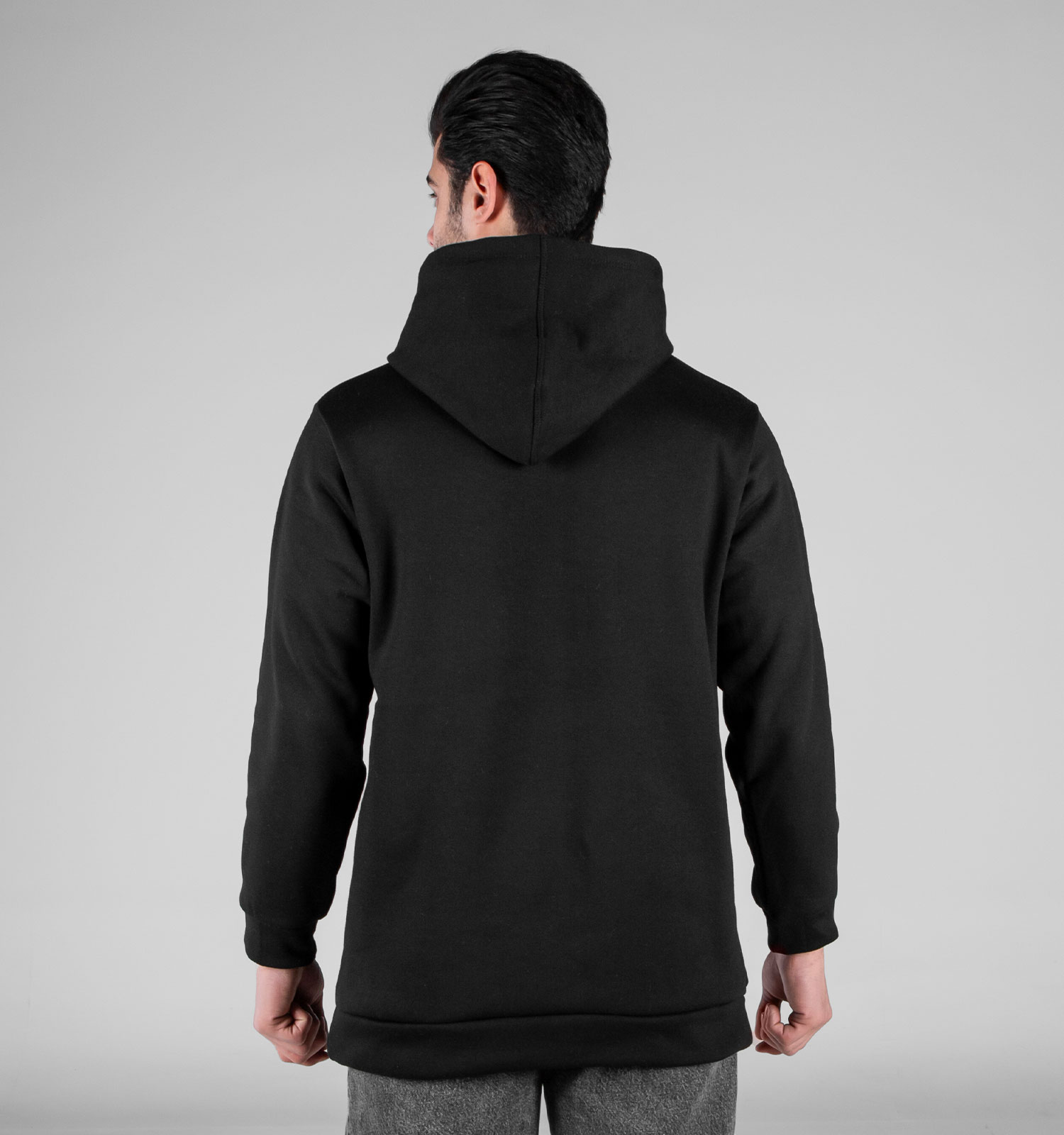 هودی مردانه کلاهدار مشکی طرحدار مدل 49174