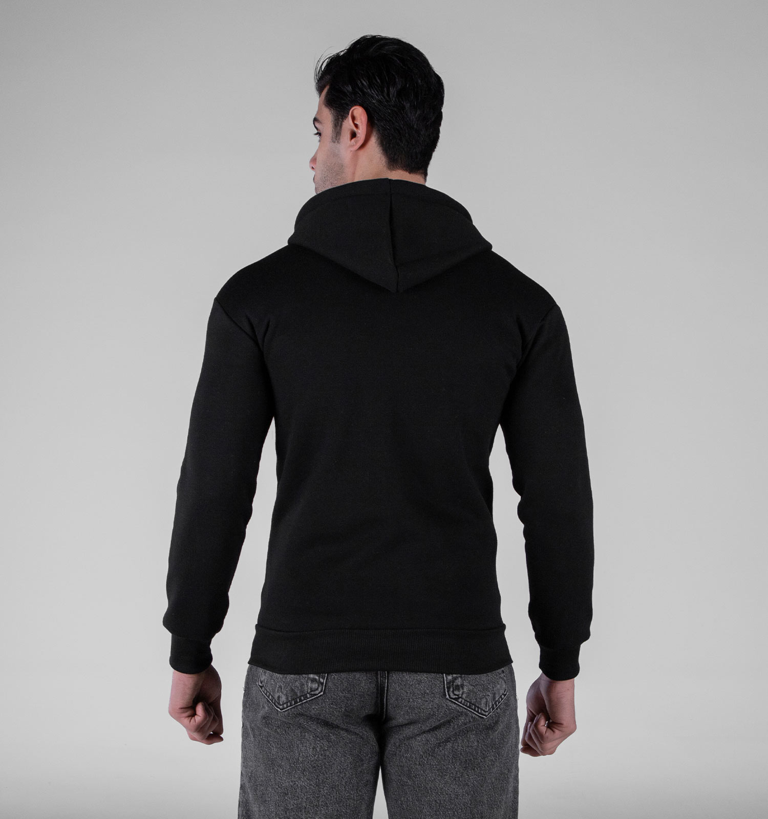 سویشرت کلاهدار مردانه مشکی ساده مدل 49207