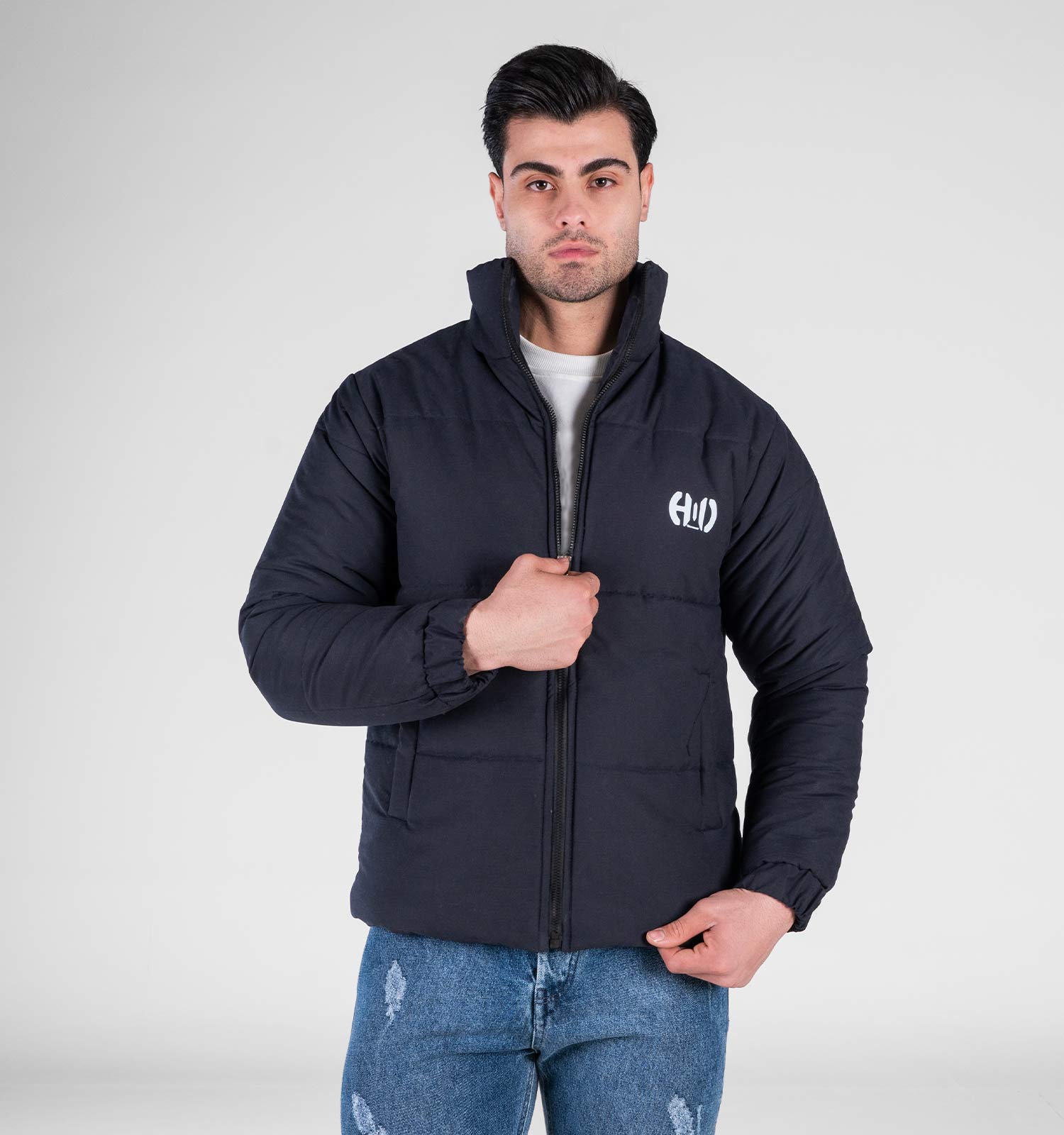 کاپشن اسپرت مموری مردانه بادی سرمه ای مدل 49255