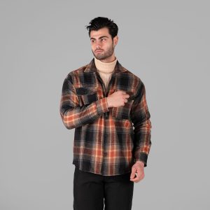 پیراهن اسپرت پشمی مردانه آستین بلند چهارخانه مدل 49341