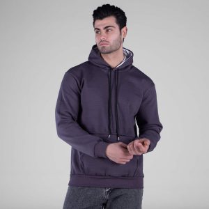 هودی مردانه کلاهدار طوسی ساده مدل 49171