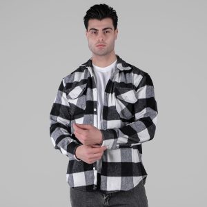 پیراهن اسپرت پشمی مردانه آستین بلند چهارخانه مدل 49154