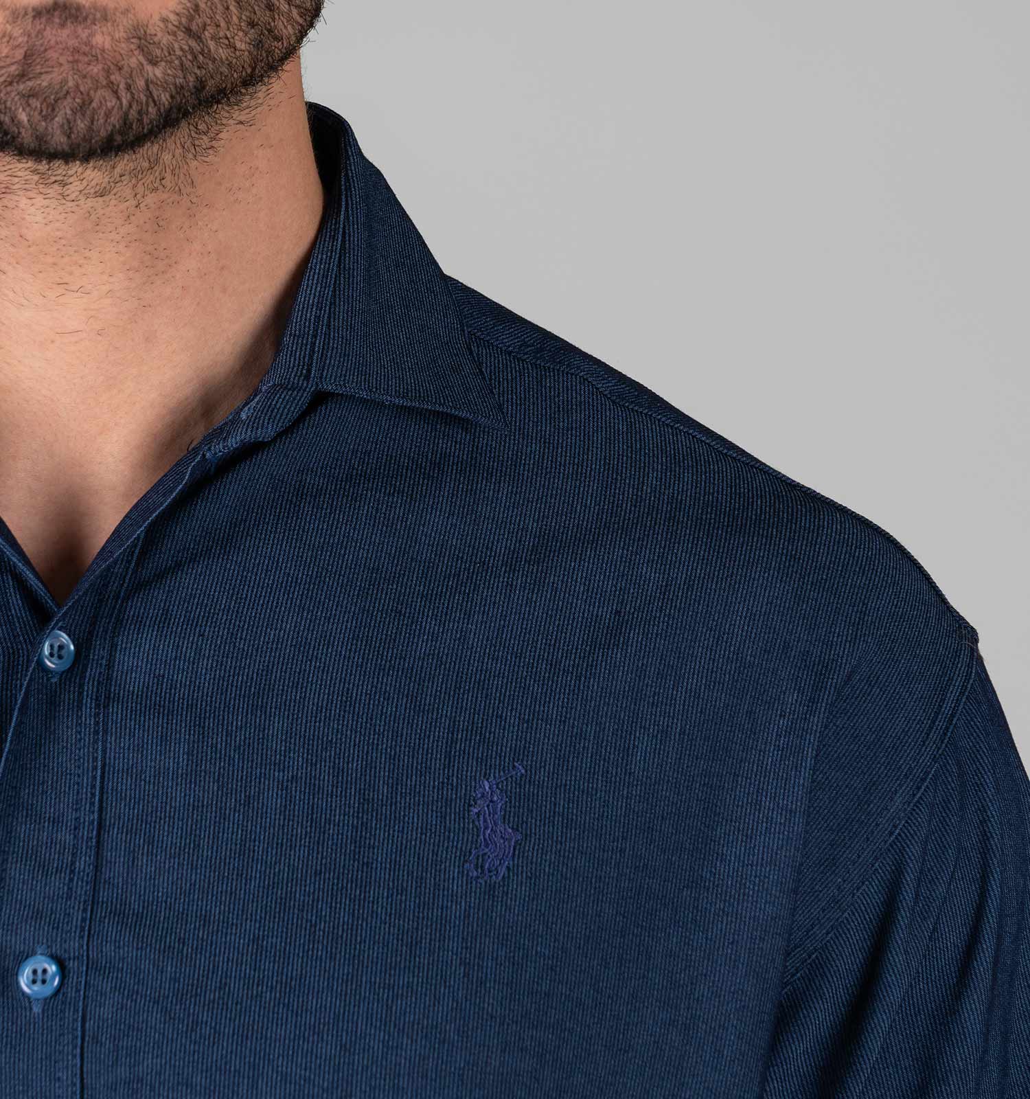 پیراهن اسپرت نخ پنبه مردانه آستین بلند ساده polo مدل 49311