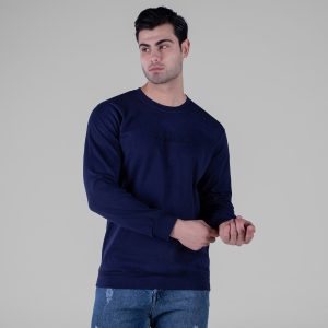 بلوز دورس مردانه یقه گرد سرمه ای طرحدار مدل 49161