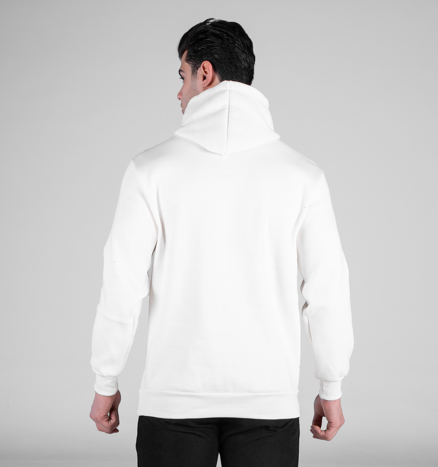 هودی مردانه کلاهدار سفید طرحدار مدل 49150