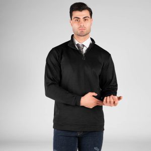 بلوز دورس نیم زیپ مردانه مشکی ساده مدل 49263