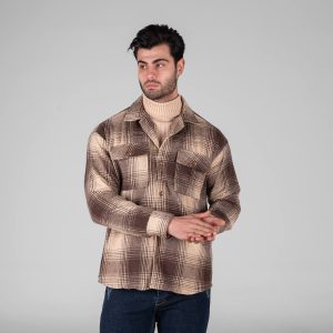 پیراهن اسپرت پشمی مردانه آستین بلند چهارخانه مدل 49339