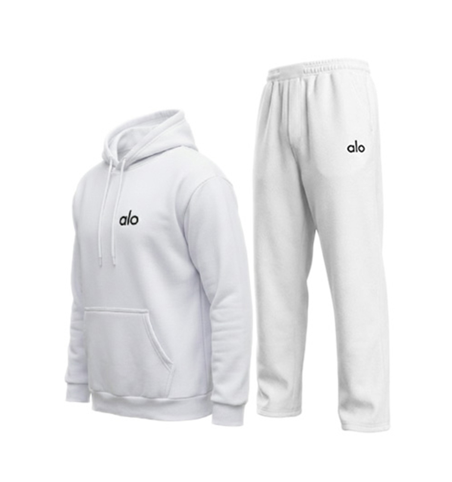 ست مردانه هودی شلوار Alo سفید ساده مدل 49225