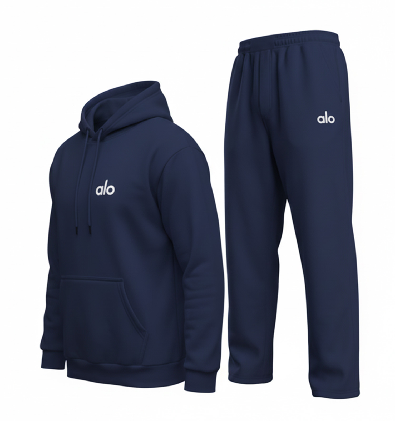 ست مردانه هودی شلوار Alo سرمه ای ساده مدل 49223