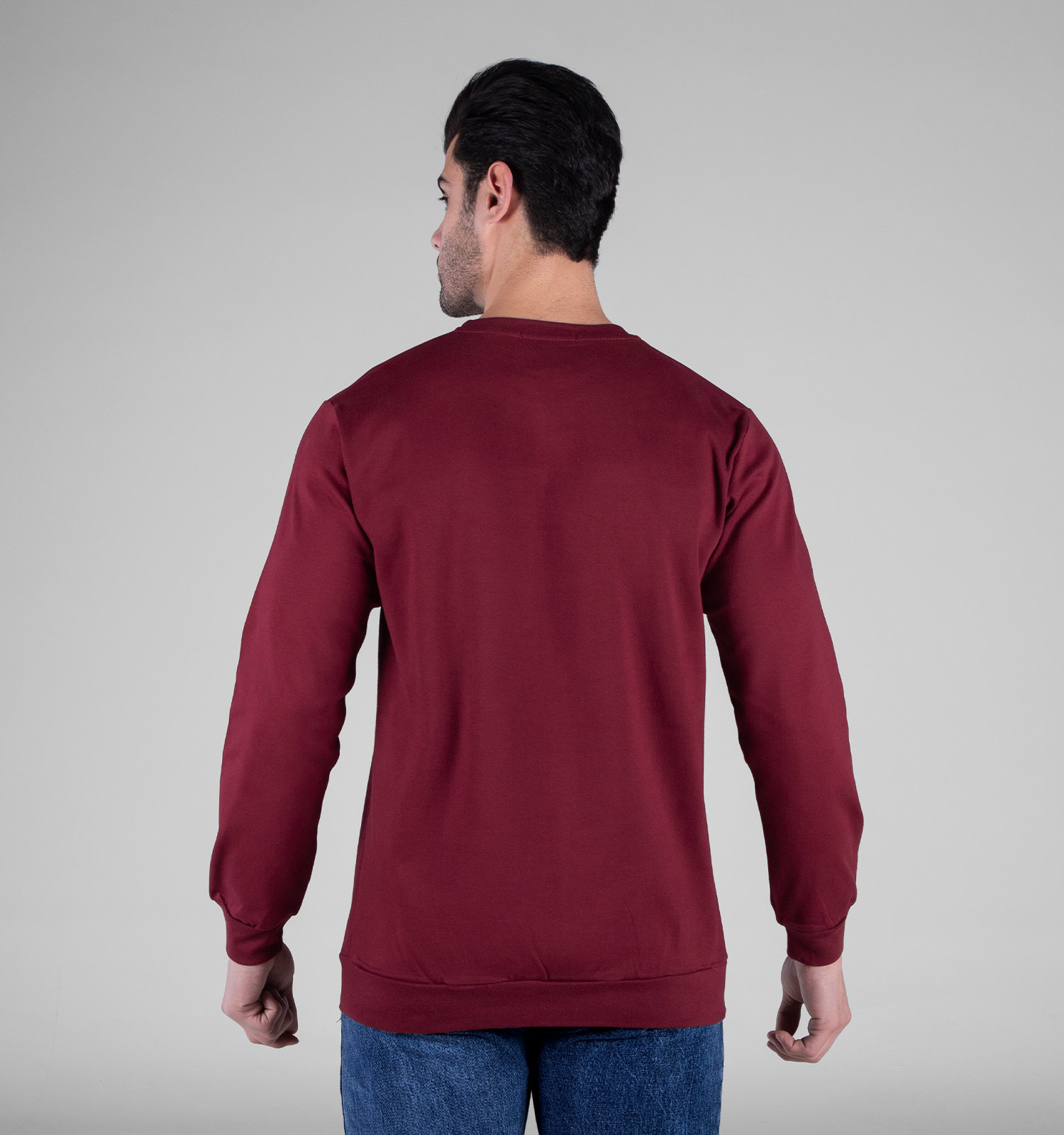 بلوز دورس مردانه یقه گرد زرشکی طرحدار مدل 49164