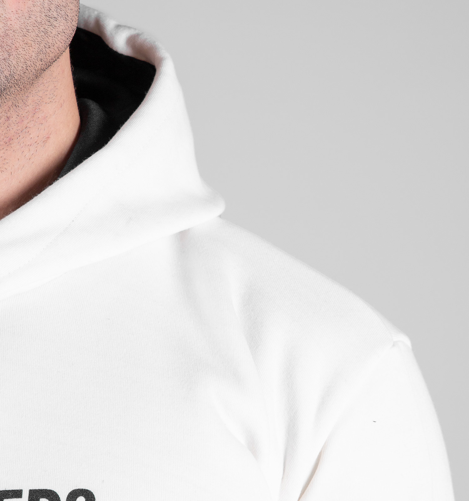 هودی مردانه کلاهدار سفید طرحدار مدل 49150