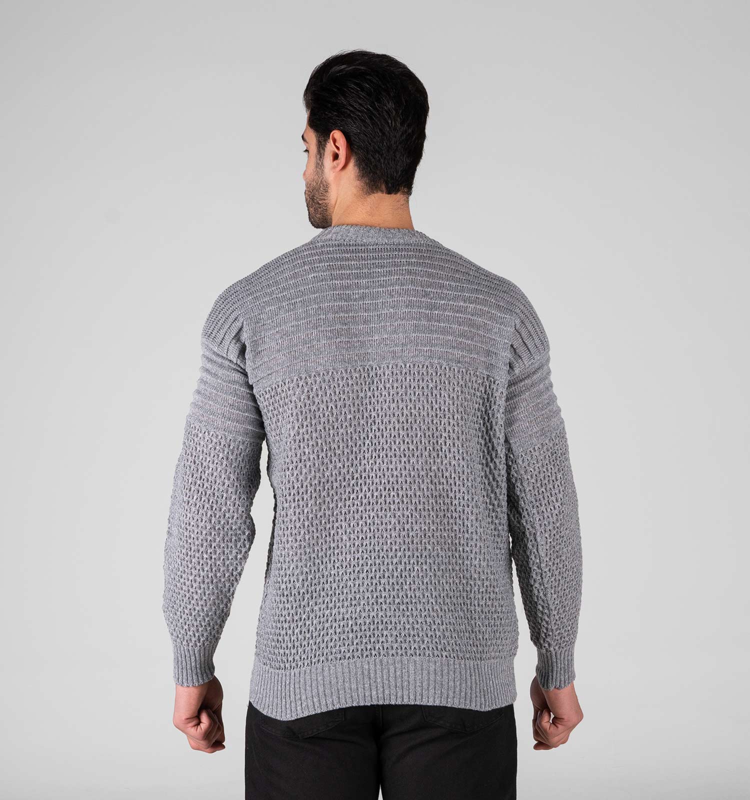 بافت مردانه یقه گرد فری سایز طرحدار مدل 49318