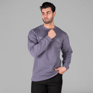 بلوز دورس مردانه یقه گرد طوسی طرحدار مدل 49330