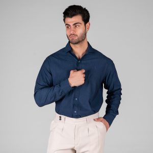 پیراهن اسپرت نخ پنبه مردانه آستین بلند ساده polo مدل 49311