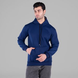 هودی مردانه کلاهدار سرمه ای ساده مدل 49173