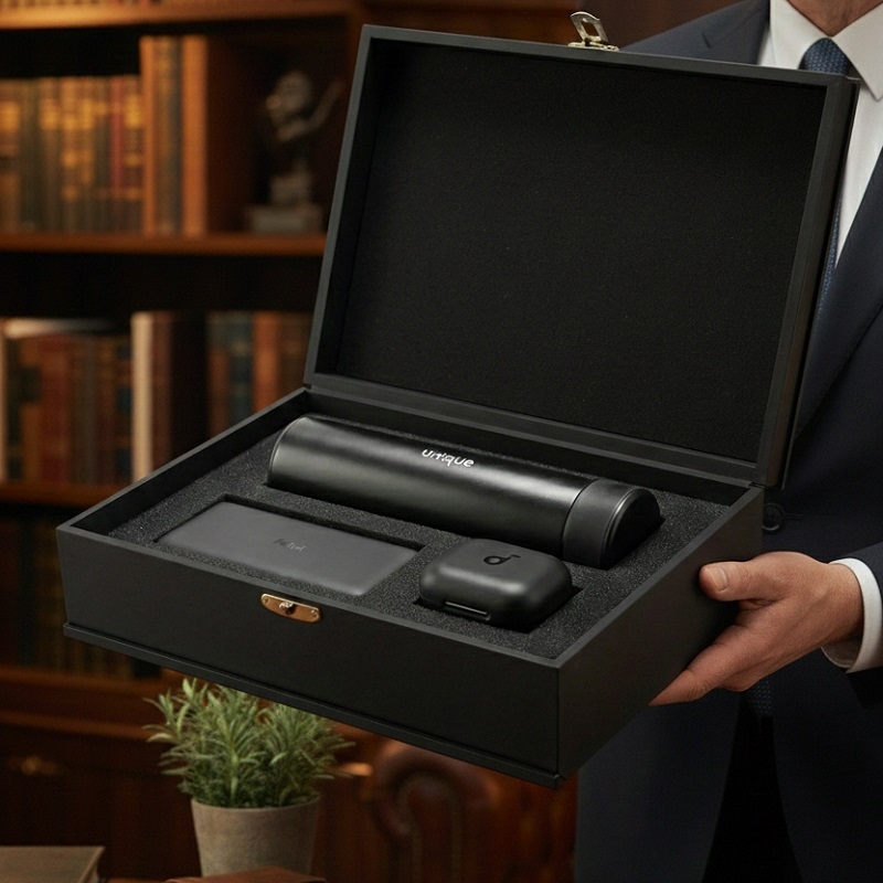 پکیج هدیه سازمانی مدیران پاور بانک 20هزار شیائومی هدفون بلوتوثی انکر R50 فلاسک دماسنج دار جعبه لاکچری