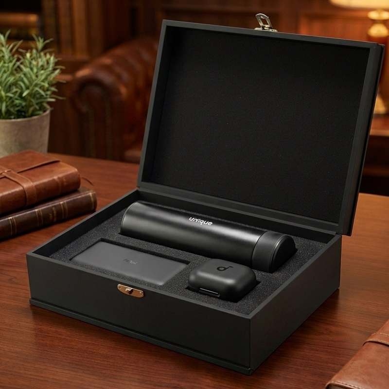 پکیج هدیه سازمانی مدیران پاور بانک 20هزار شیائومی هدفون بلوتوثی انکر R50 فلاسک دماسنج دار جعبه لاکچری