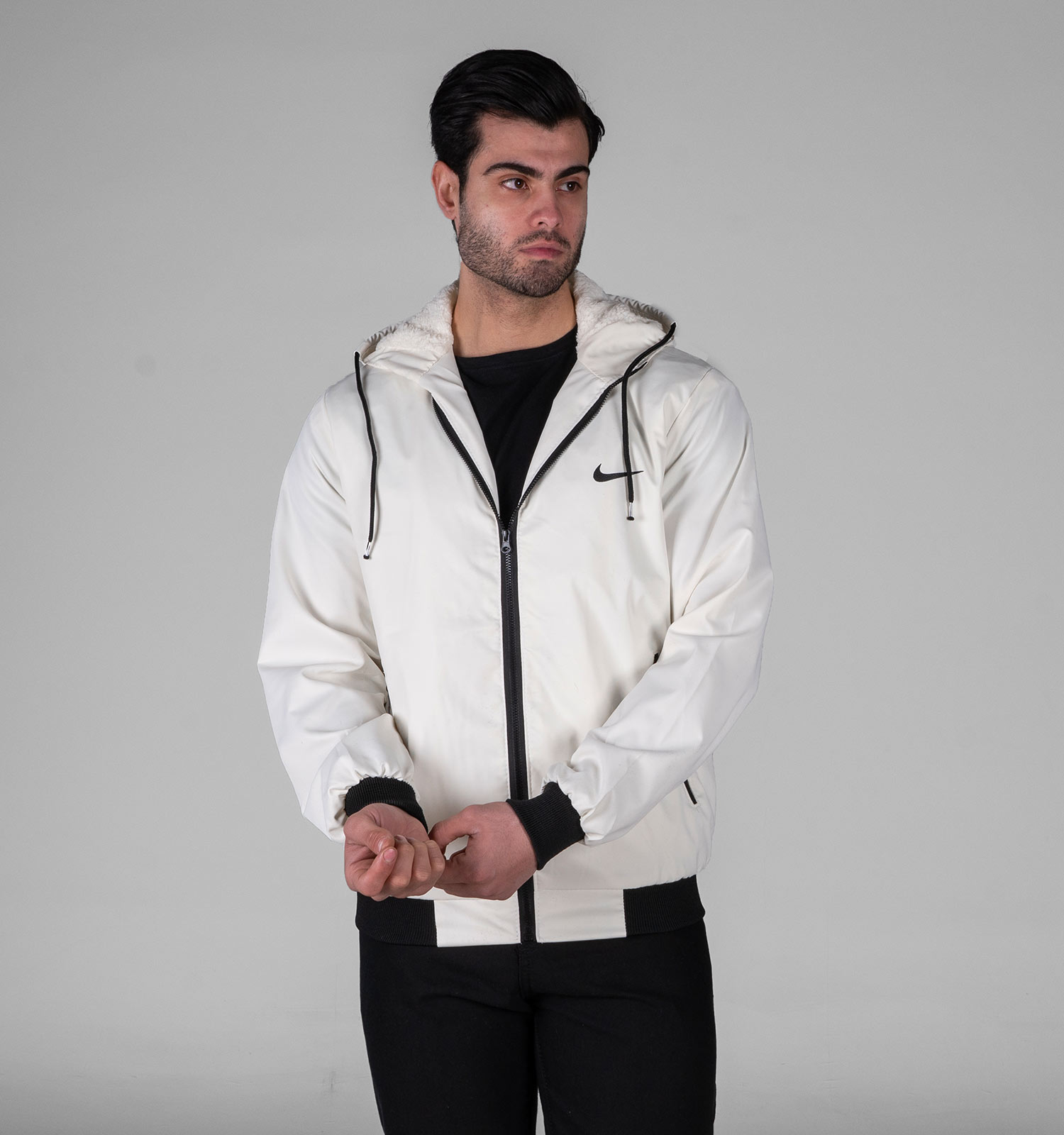 کاپشن مردانه بادگیر سفید مدل 49353