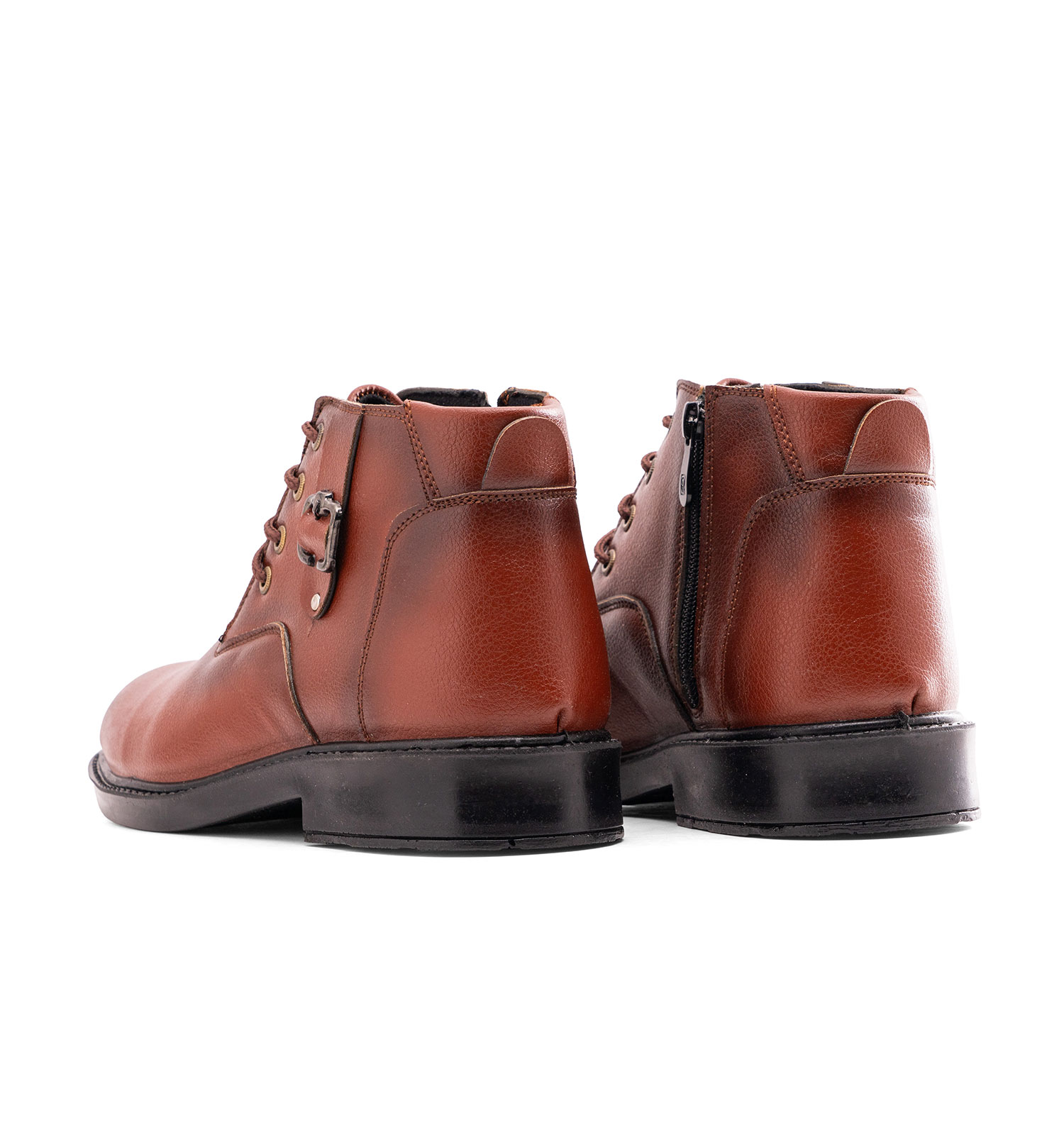 نیم بوت چرم مصنوعی مردانه عسلی زیپ دار مدل 49268