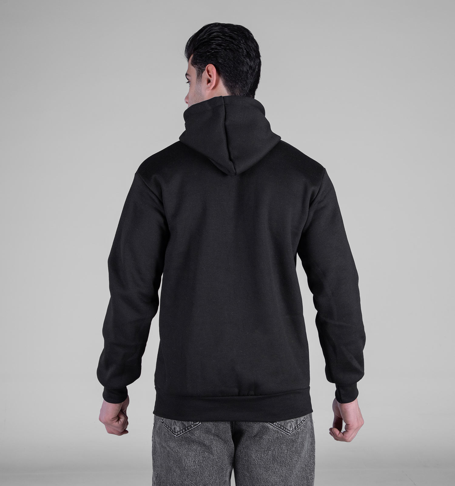 هودی مردانه کلاهدار مشکی طرحدار مدل 49151