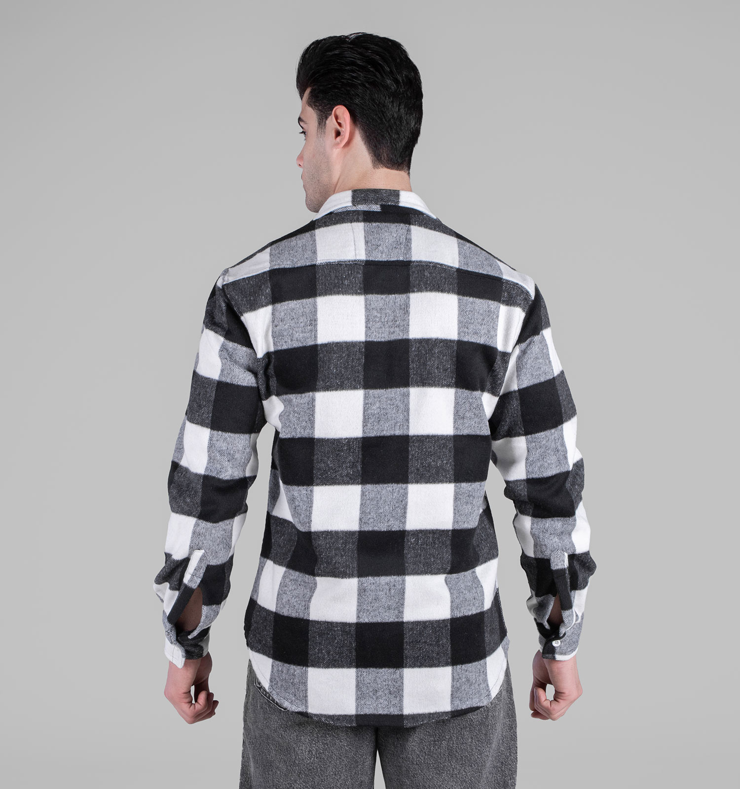 پیراهن اسپرت پشمی مردانه آستین بلند چهارخانه مدل 49154