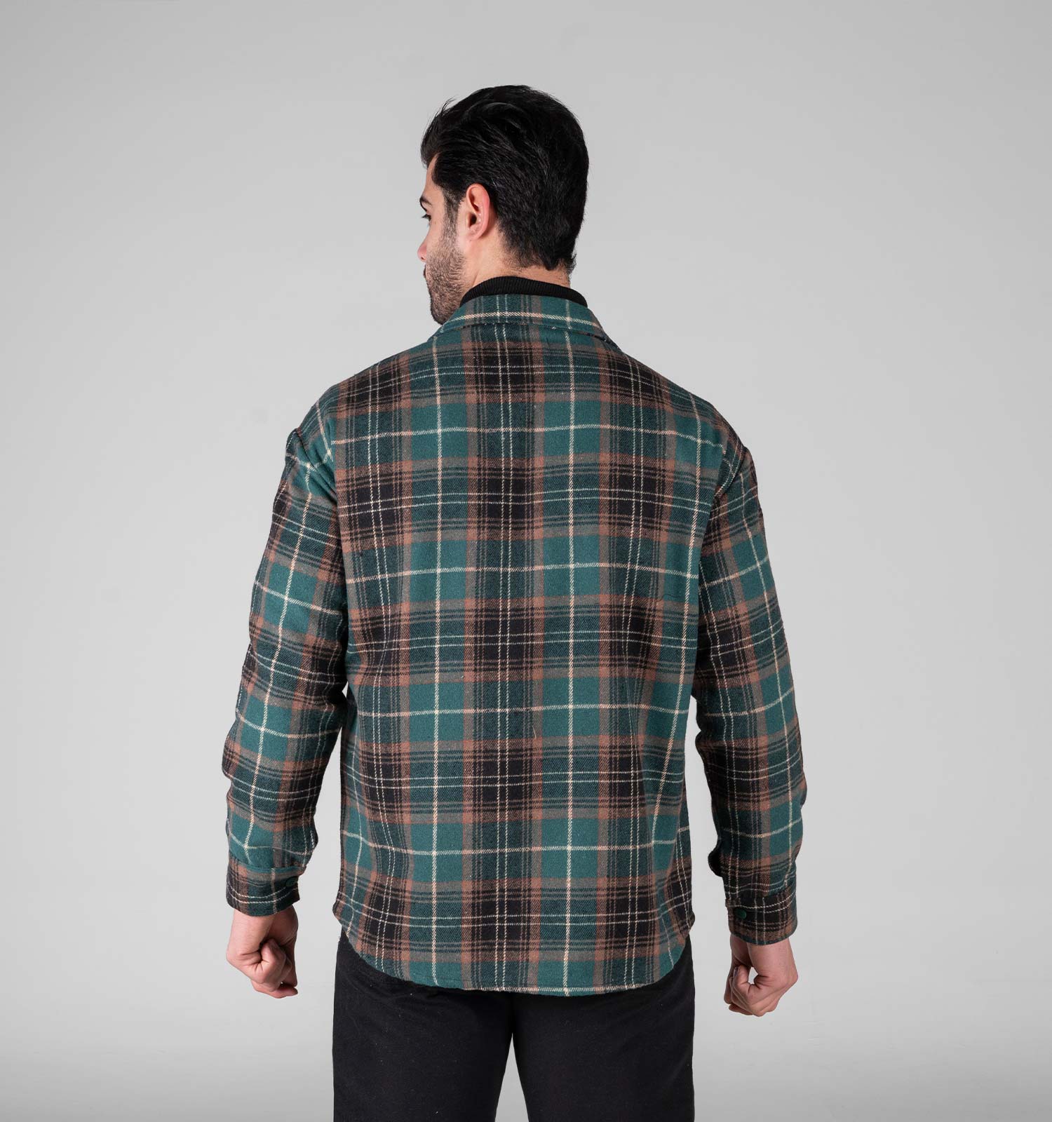 پیراهن اسپرت پشمی مردانه آستین بلند چهارخانه مدل 49338