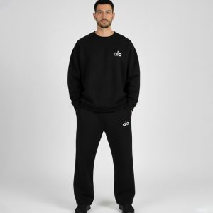 ست مردانه بلوز شلوار Alo مشکی ساده مدل 49219