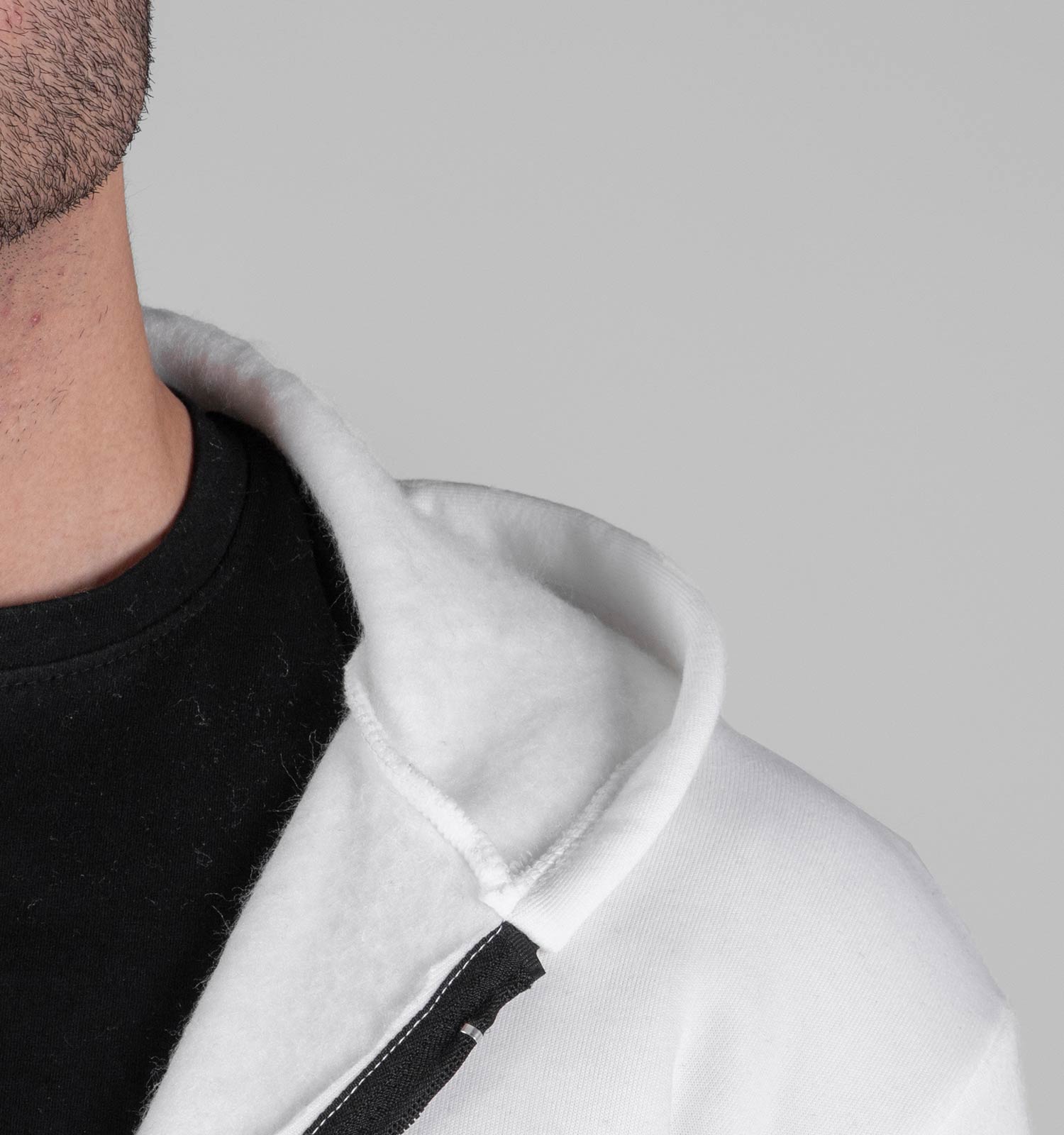 سویشرت کلاهدار مردانه سفید ساده مدل 49209