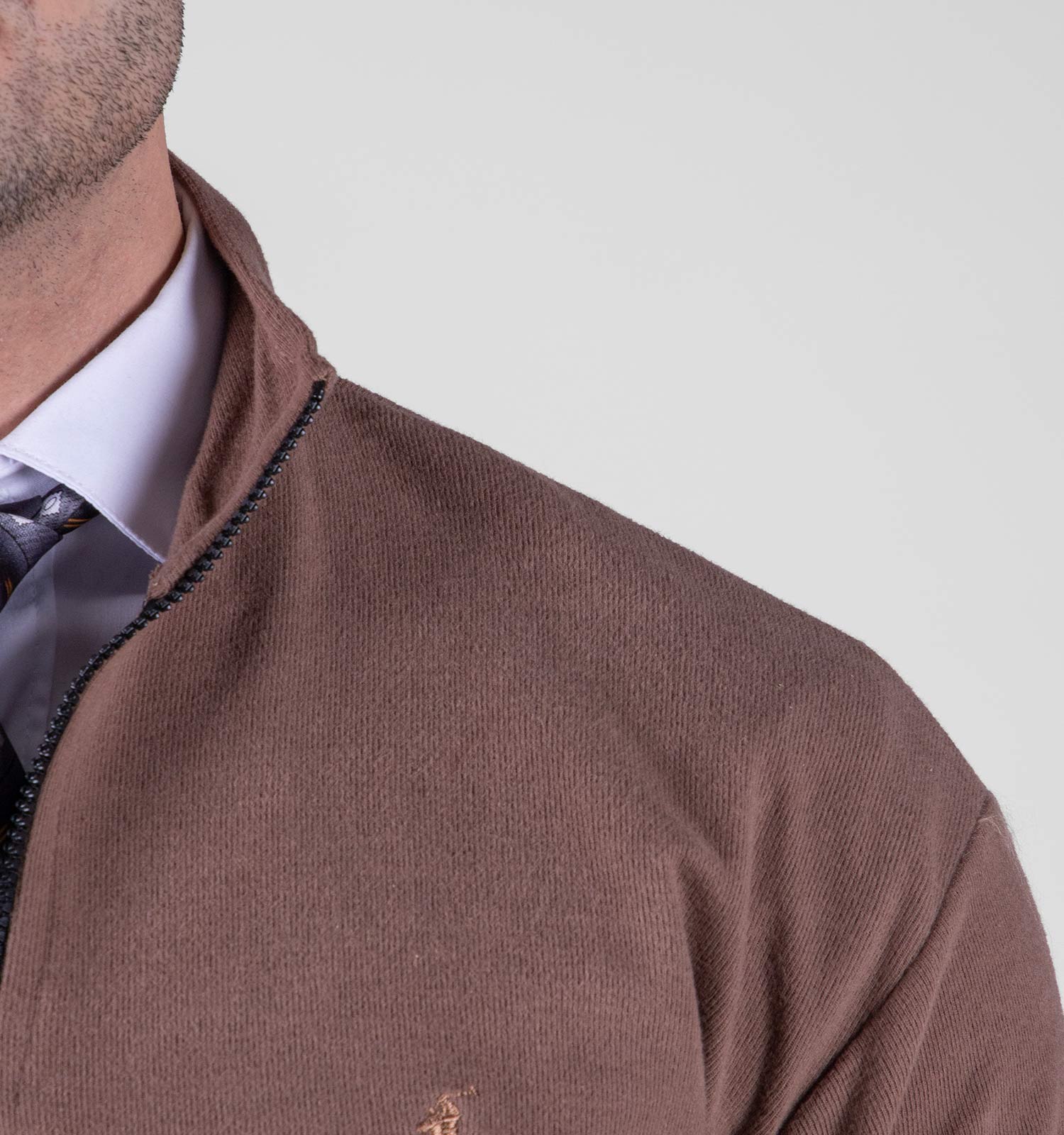 بلوز سلانیک نیم زیپ مردانه یقه دار ساده مدل 49140