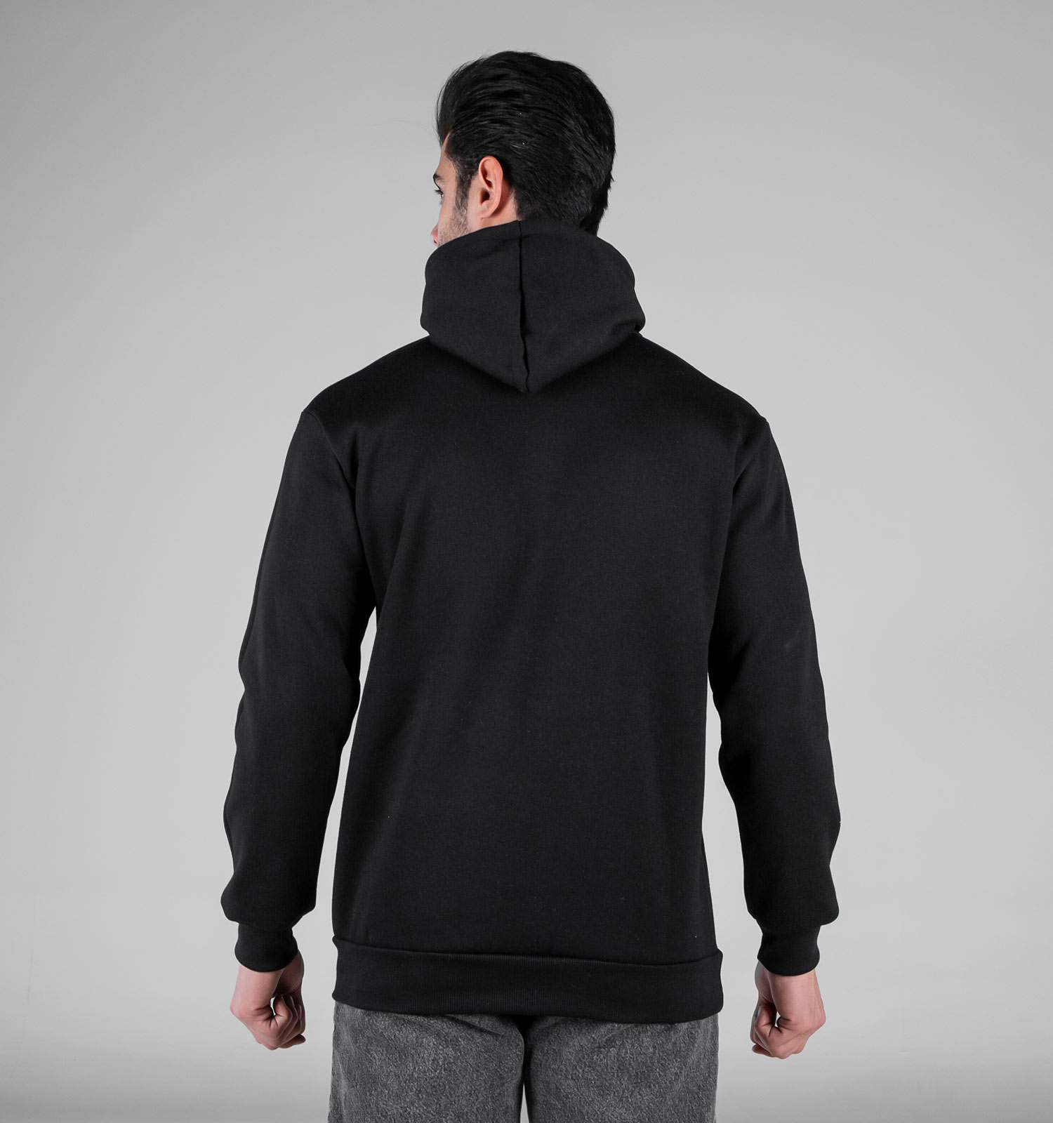 هودی مردانه کلاهدار مشکی ساده مدل 49170