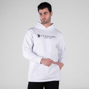 هودی مردانه کلاهدار سفید طرحدار مدل 49175