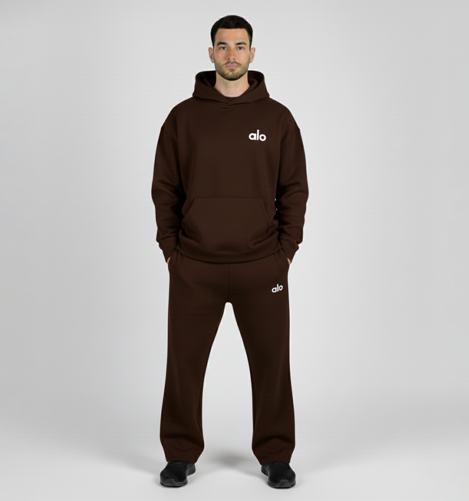 ست مردانه هودی شلوار Alo ساده مدل 49224