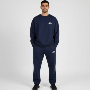 ست مردانه بلوز شلوار Alo سرمه ای ساده مدل 49218