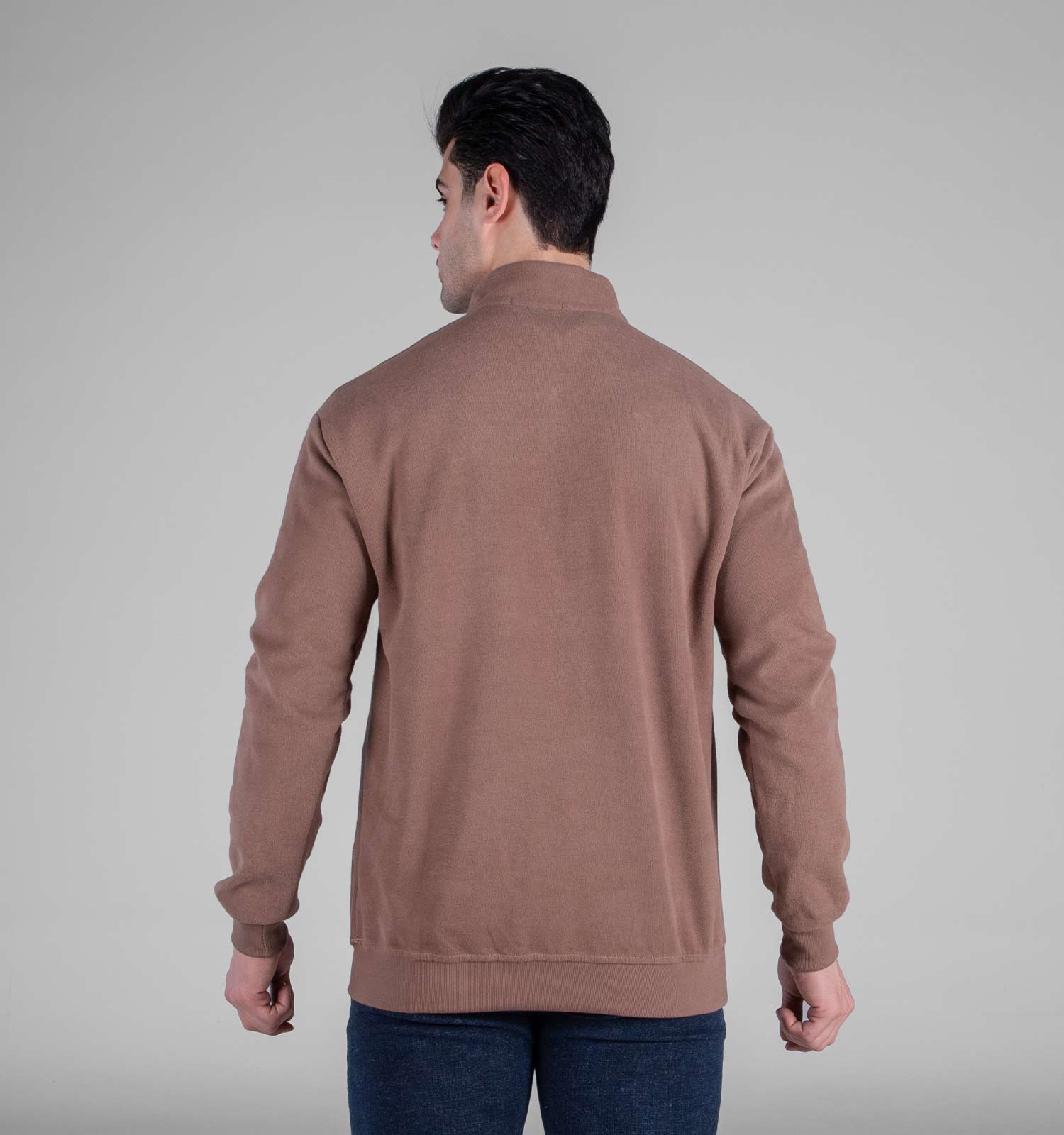 بلوز سلانیک نیم زیپ مردانه یقه دار ساده مدل 49140