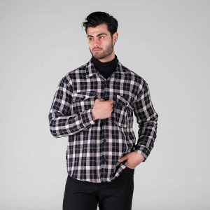 پیراهن اسپرت پشمی مردانه آستین بلند چهارخانه مدل 49340