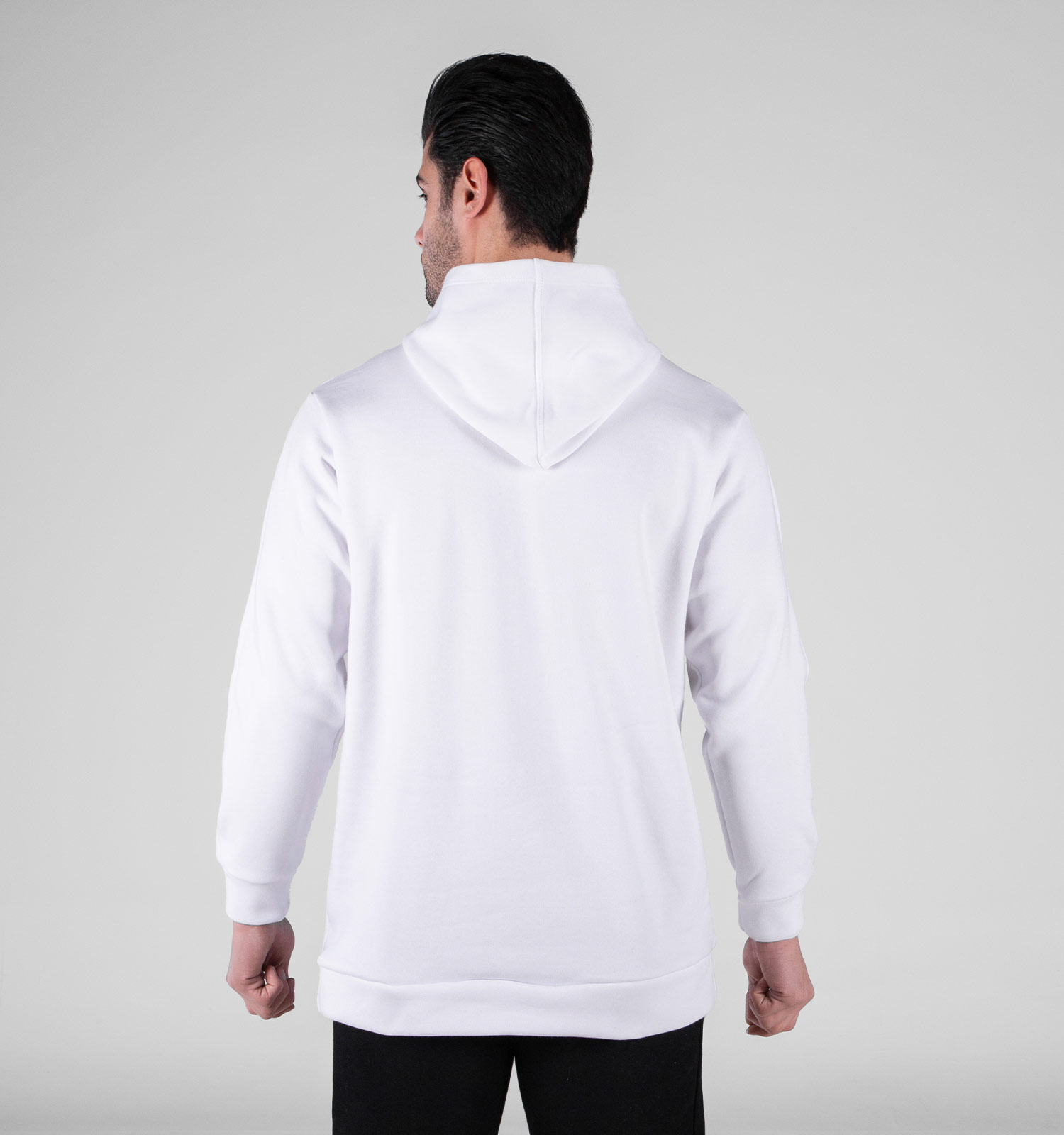 هودی مردانه کلاهدار سفید طرحدار مدل 49175