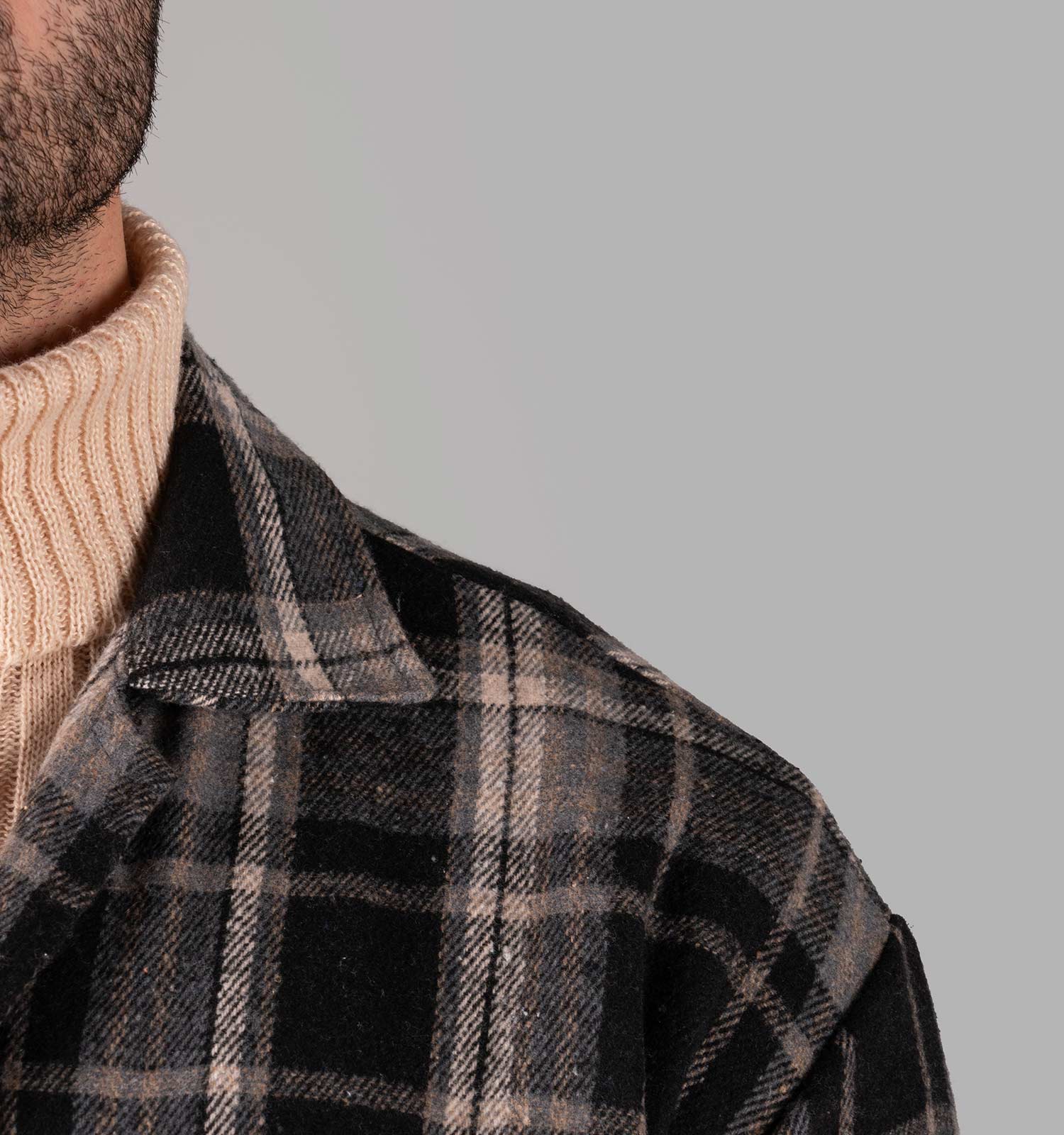 پیراهن اسپرت پشمی مردانه آستین بلند چهارخانه مدل 49343