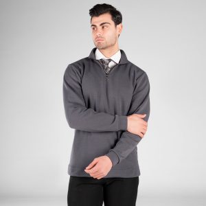 بلوز دورس نیم زیپ مردانه طوسی ساده مدل 49264