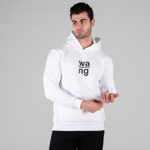 هودی مردانه کلاهدار سفید طرحدار مدل 49169