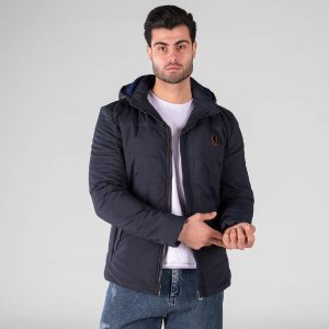 کاپشن برزنتی مردانه کلاهدار سرمه ای ضد آب مدل 49285