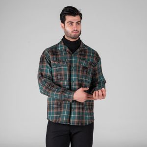 پیراهن اسپرت پشمی مردانه آستین بلند چهارخانه مدل 49338