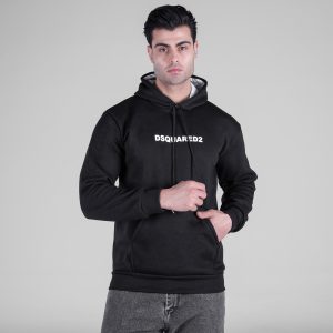 هودی مردانه کلاهدار مشکی طرحدار مدل 49151