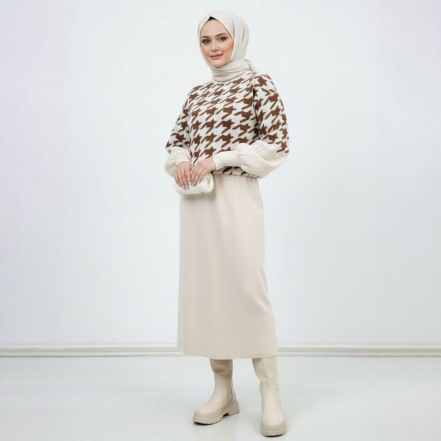 ست بلوز دامن بافت زنانه Sevda_Milky مدل 3832