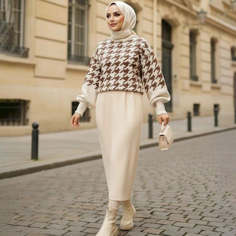 ست بلوز دامن بافت زنانه Sevda_Milky مدل 3832