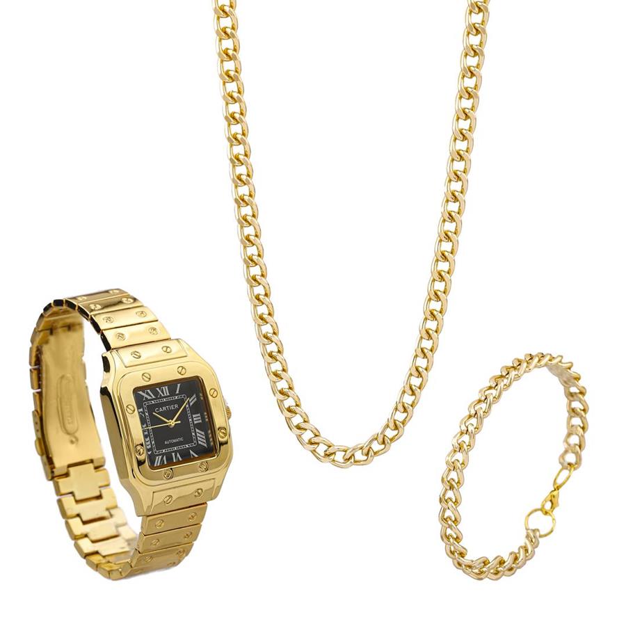 ست ساعت نیم ست استیل مردانه Carti_Gold مدل 3833