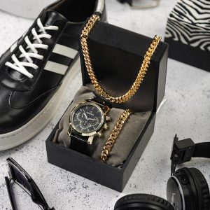 ست ساعت نیم ست استیل مردانه Romanson_Black مدل 3834