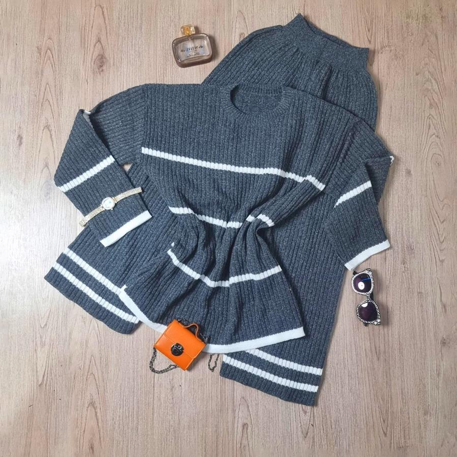 ست بلوز شلوار بافت زنانه Sita_Charcoal مدل 3854