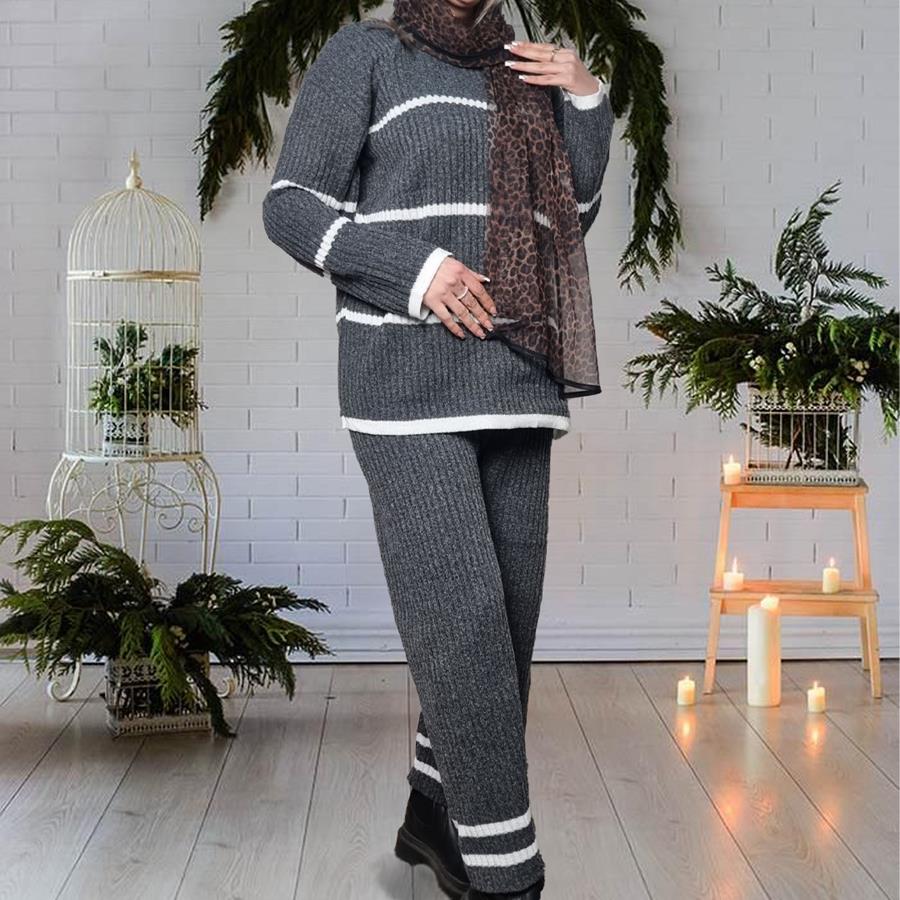 ست بلوز شلوار بافت زنانه Sita_Charcoal مدل 3854