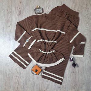 ست بلوز شلوار بافت زنانه Sita_Brown مدل 3855