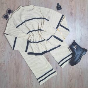 ست بلوز شلوار بافت زنانه Sita_Cream مدل 3857